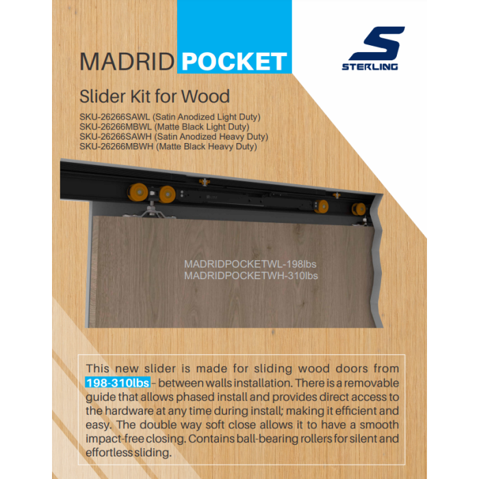 26266 MADRID WOODEN POCKET DOOR SLIDERS