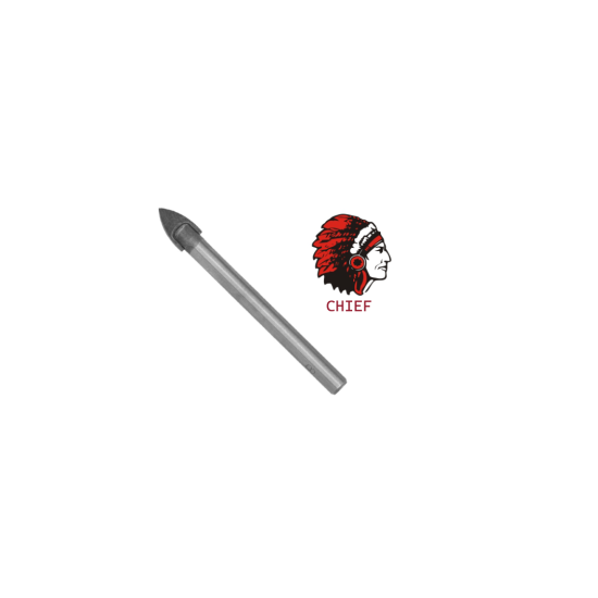 GLASS DRILL BIT - SINGLE TIP W/ ROUND SHANK SAND BLASTED